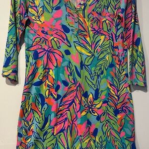 NWOT Lilly Pulitzer Multi Hot Spot Fluorescent Green Blue Palmetto Mini Dress Sm
